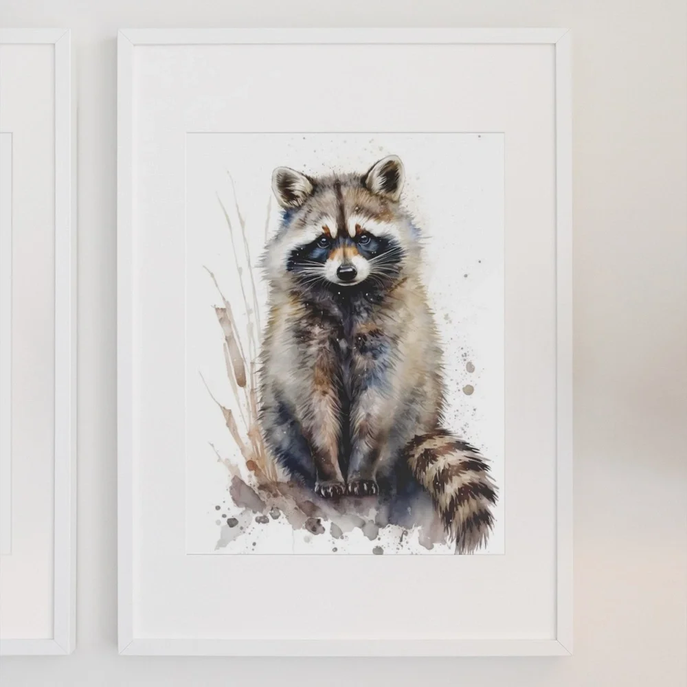 Cute Raccoon Watercolor Wall Art Illustration Print Poster Card Unframed - Picture 9 of 9